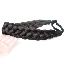 DIGUAN 5 Strands Synthetic Hair Braided Headband Classic Chunky Wide Plaited Braids Elastic Stretch Hairpiece Women Girl Beauty accessory 56g (#Deep B