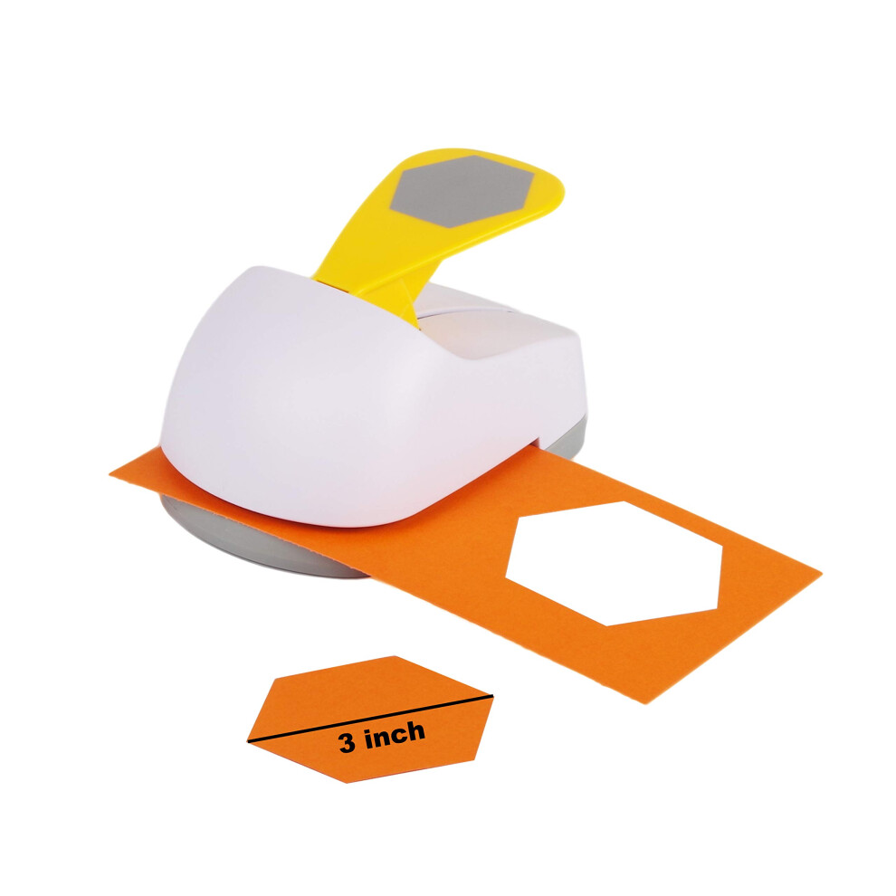 Perforadora De Palanca Artesanal De 3 Pulgadas Perforadora Hexagonal Perforadora De Papel Hecha A Mano Diy (Blanca)-image