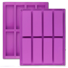 Palksky (2 pcs) 8 cavite Rectangle Rectangle Granola Silicone Moule / Nutrition / Bar Moules de cereales Maker d'energie pour les truffes au choc