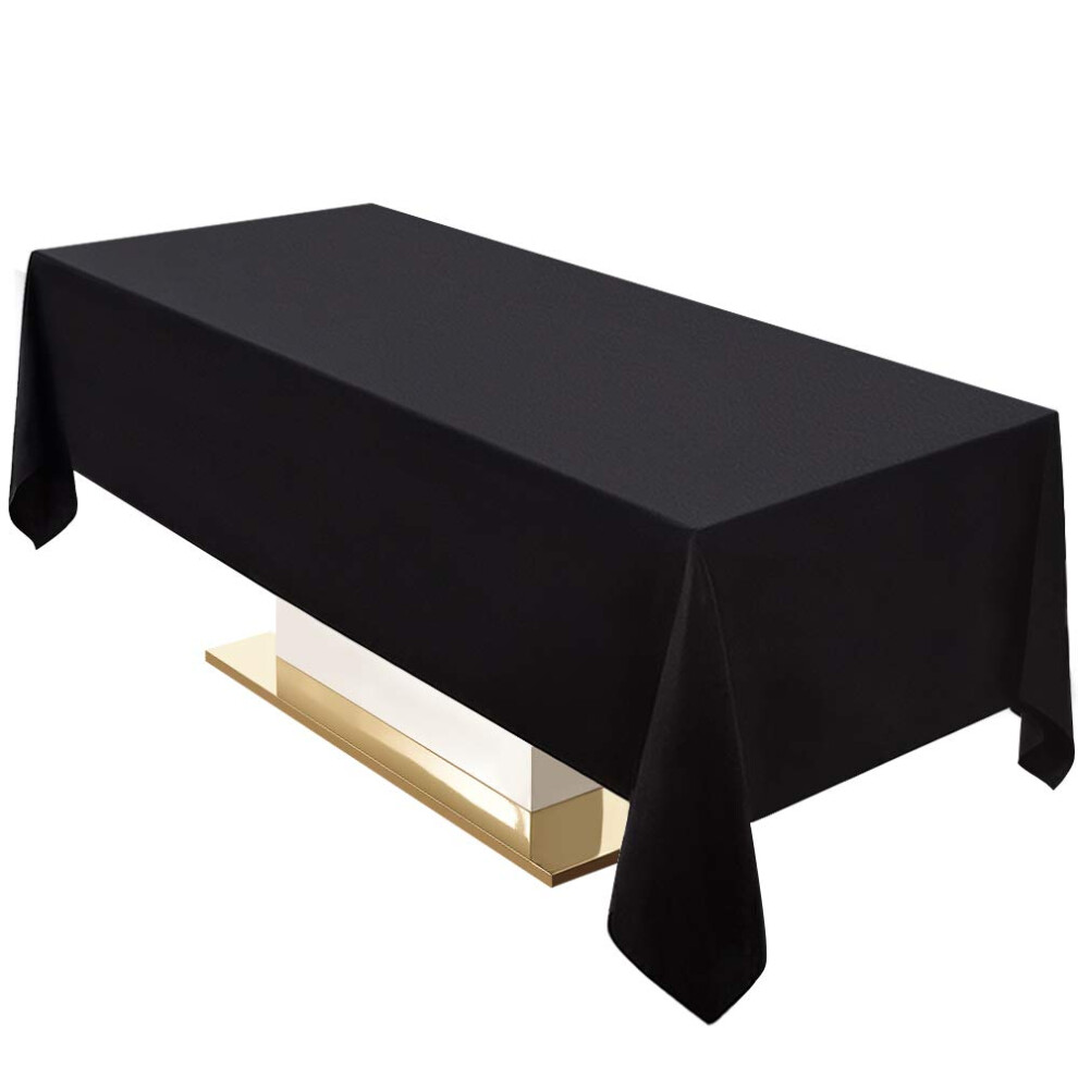 Surmente Black Tablecloth 60 x 120-inch Rectangular Polyester Table Cloth for Weddings Banquets or Restaurants