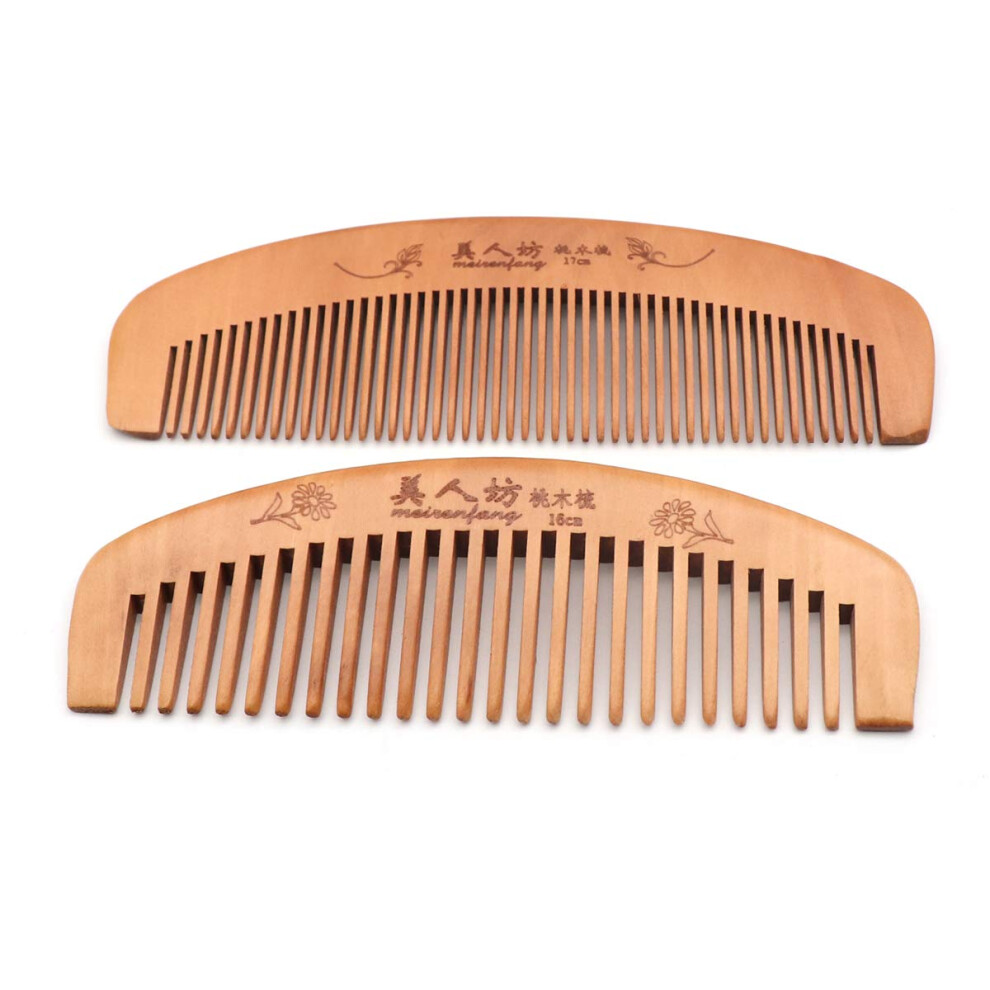Qicheng&Lys Unisex Handmade Wooden Hair Comb For Curly Wide Toothed Wooden Comb Anti-Static And Barrier-Free Hand Brushing Beard Hair Suitable For Women Male Static Natu