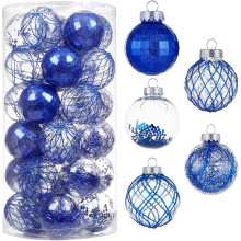 30ct Christmas Ball Ornaments60mm/2.36 Shatterproof Clear Plastic Xmas Balls Baubles Set with Stuffed Delicate Sparkling Hanging Christmas Tree Decor