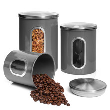 Moss & Stone 3 Piece Grey Candonnees GRENIES POUR LA CUISINE POINDS DE CUIE avec VOIR Through Windows Airt Larst Conteer The Organisateur et Suga