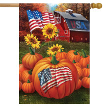 Usa Pumpkins Fall House Flag 40"""" x 28"""" Briarwood Lane