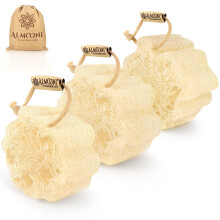 Almooni Mini natrlicher Luffa-Schwamm  echter gyptischer Dusch-Peeling-Luffa  kleiner Luffa-Schrubber fr den perfekten Halt  3 Stck (1 Packung