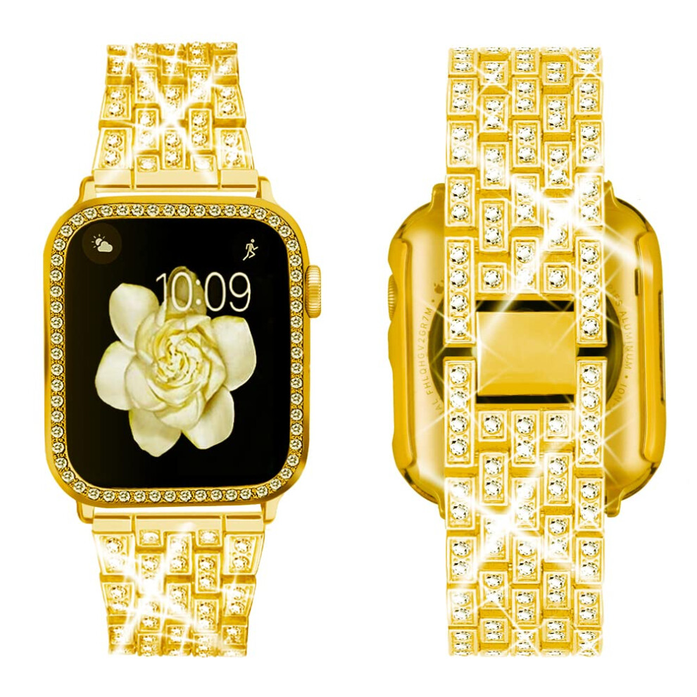 Supoix Compatible With Apple Watch Band 38Mm + Case Women Jewelry Bling Diamond Replacement Metal Strap & Soft Tpu Bumper Protective Case For Iwatch Not,Specified 788418647689
