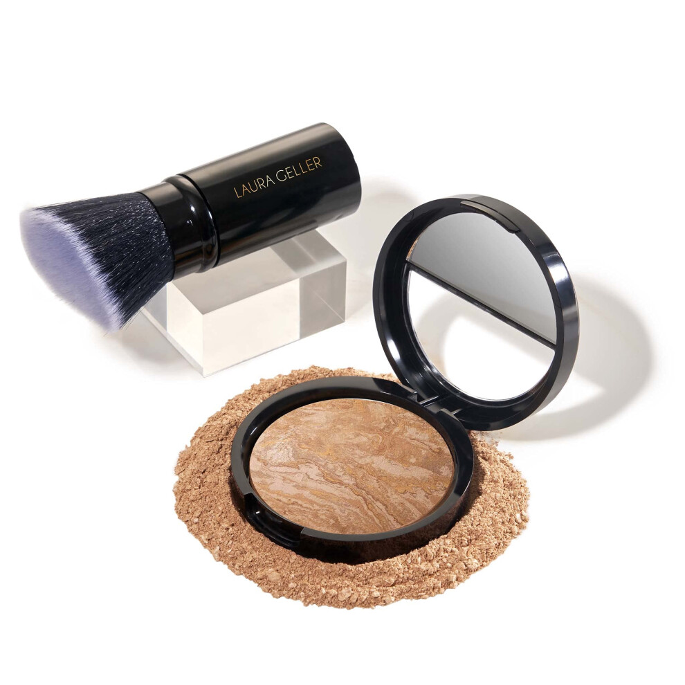 LAURA GELLER NEW YORK Baked Balance-n-Brighten Foundation with Kabuki Brush Makeup Set  Medium