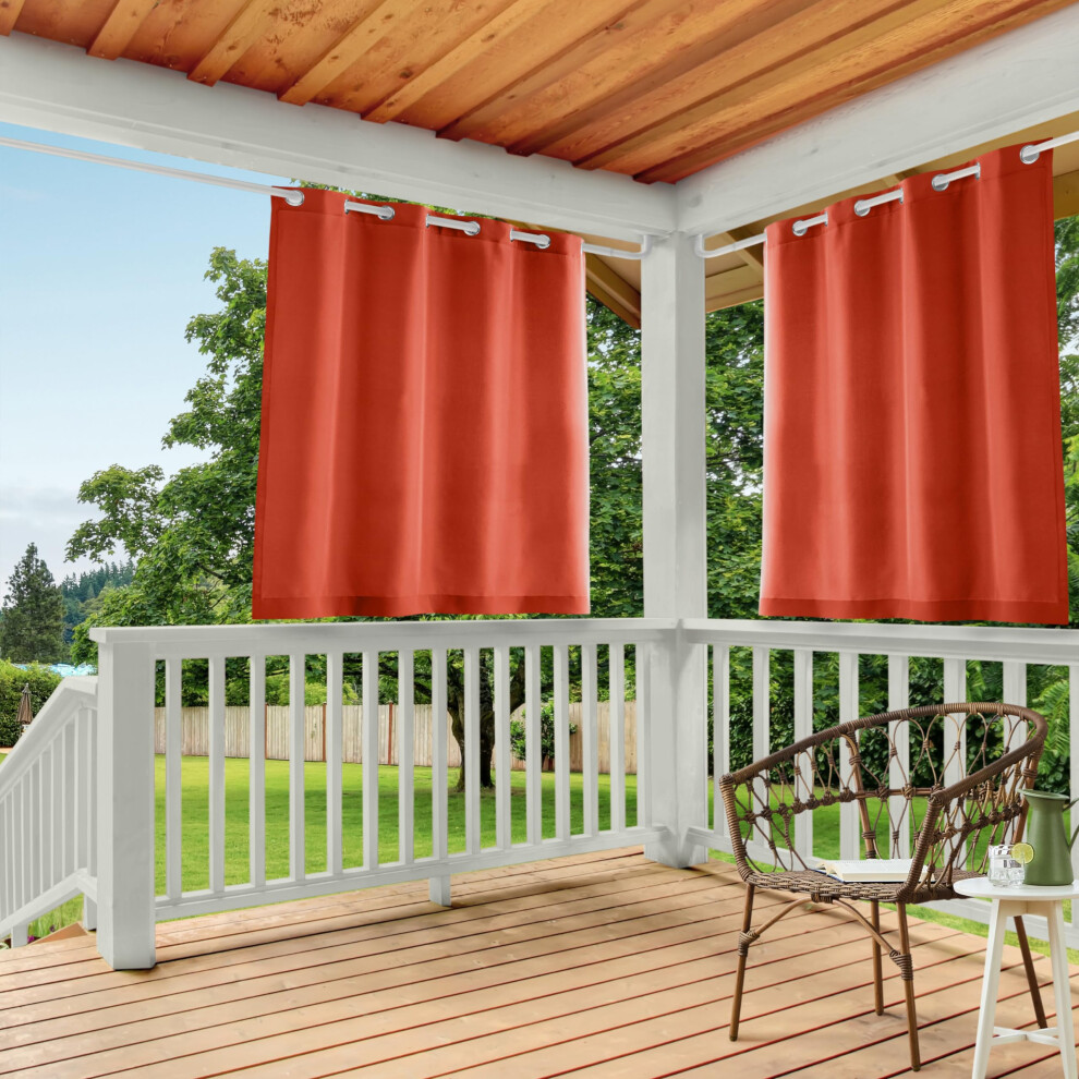 TOWN & COUNTRY BASICS Cabana Solid Heavyweight Indoor Outdoor Curtains  Light Filtering Opacity with Grommet Top  Water Repellent  2-Pack Se