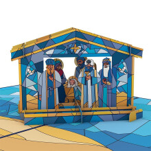 Lovepop Buntglas-Krippen-Weihnachts-Pop-Up-Karte, 5 x 7-3D-Grukarte, Pop-Up-Weihnachten im Juli, Karten fr Kinder, Weihnachtskarte, Feiertagskarte