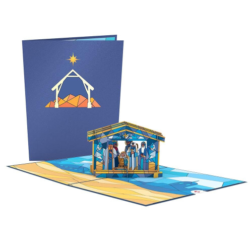 Κάρτα Χριστουγέννων Lovepop Nativity με Γυαλί, 5x7-3D Χαιρετισμός 1