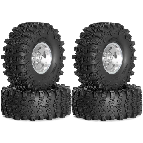4 rodas de metal de 1,9 polegadas com pneus de 118 mm de diâmetro externo para Axial Silver 2