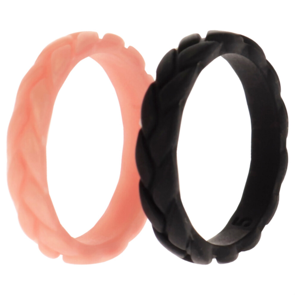 Silik Nov Svadobn Obr Cky S Listami - Kovovo-Ru Ov Od Roq Pre Eny - 2 X 5 Mm Prsten-image