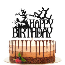 Ferastar Halloween la mul?i ani tort de na?tere topper nfrico?ator bntuit casa neagra tort cu sclipici de torturi nfioratoare de na?tere nfio