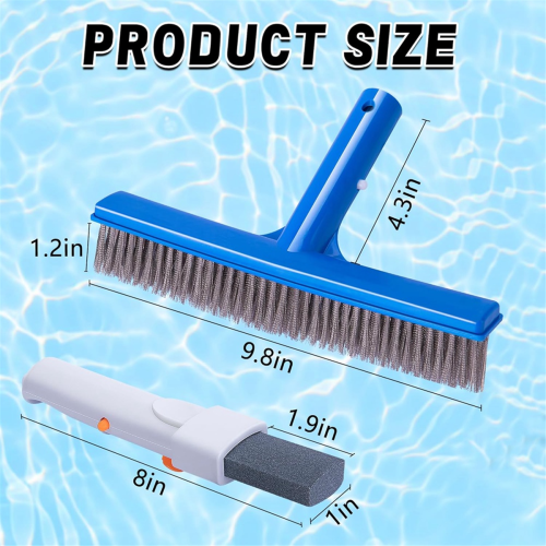2 peças de pedra-pomes para piscina com cabo e escova de piscina de 10 polegadas 2