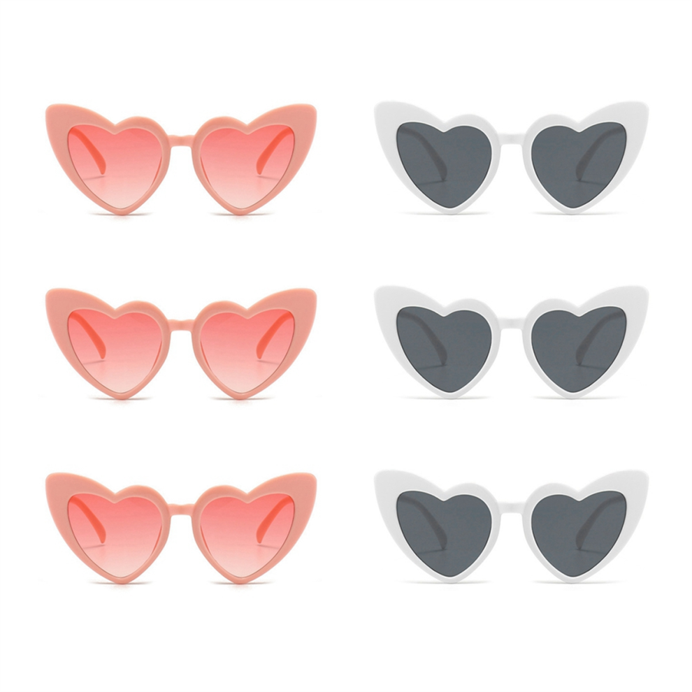 6 Heart-Shaped Sunglasses, Suitable for Beach Travel,