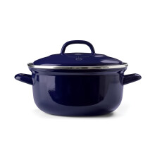 BK Indigo Round emaljerad gryta med lock - 24 cm/4,2 liter bltt