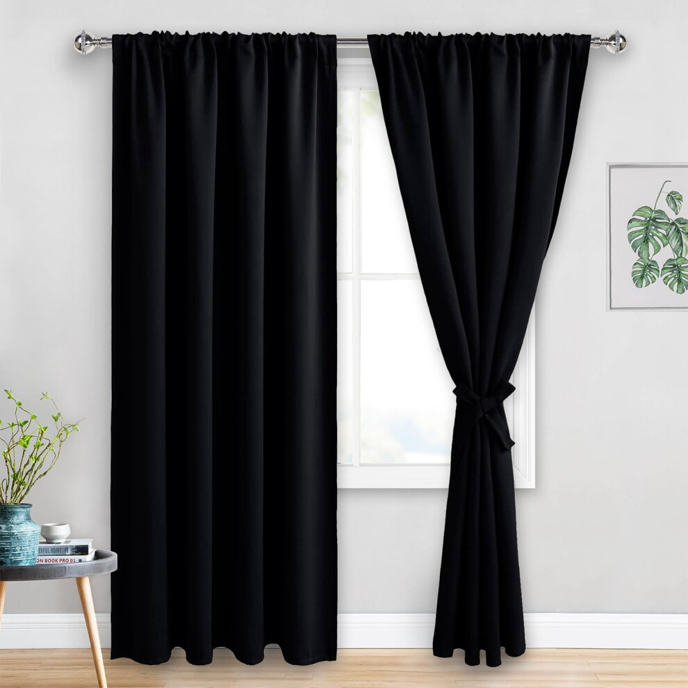 Tende Oscuranti Jiuzhen Per Camera Da Letto - Tende Oscuranti Termiche Isolanti E Antirumore, 52 X 84 Pollici, Set Di 2 Pannelli Con Fermatende,-image