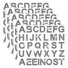 170 Pcs Silver Rhinestone Letter Stickers, 5 Sheets 34 Letters Black