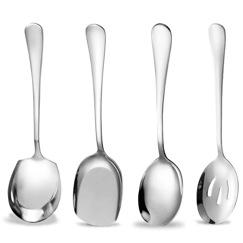 4Pcs Stainless Steel Buffet Serving Spoon Long Handle Soup Spoons