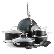 Greenpan Swift Zdrowe ceramiczne nonstick 12-czesciowe garnki z naczyniami naczynia i patelni Ustaw stali nierdzewne PFAS bez zmywarki PFAS bezpi