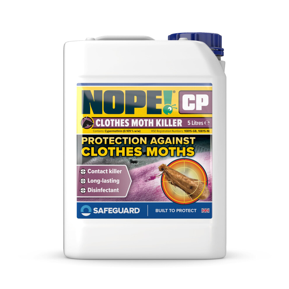(5L) NOPE CP Moth Killer Spray  - Fast acting, Odourless, Long-lasting Moth Repellent for Home, Wardrobe & Carpets