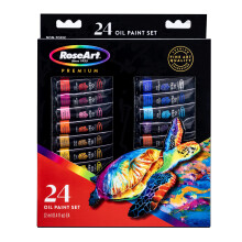 RoseArt Premium olieverf - Set 24 kleuren gepigmenteerde olieverf met maximale sterkte voor informele tot professionele kunstenaars, multi