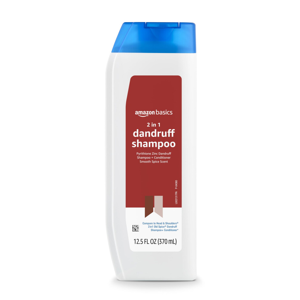 Amazon Basics 2in1 Dandruff Shampoo and Conditioner for Men  Smooth Spice Scent  12.5 oz (pack of 1)
