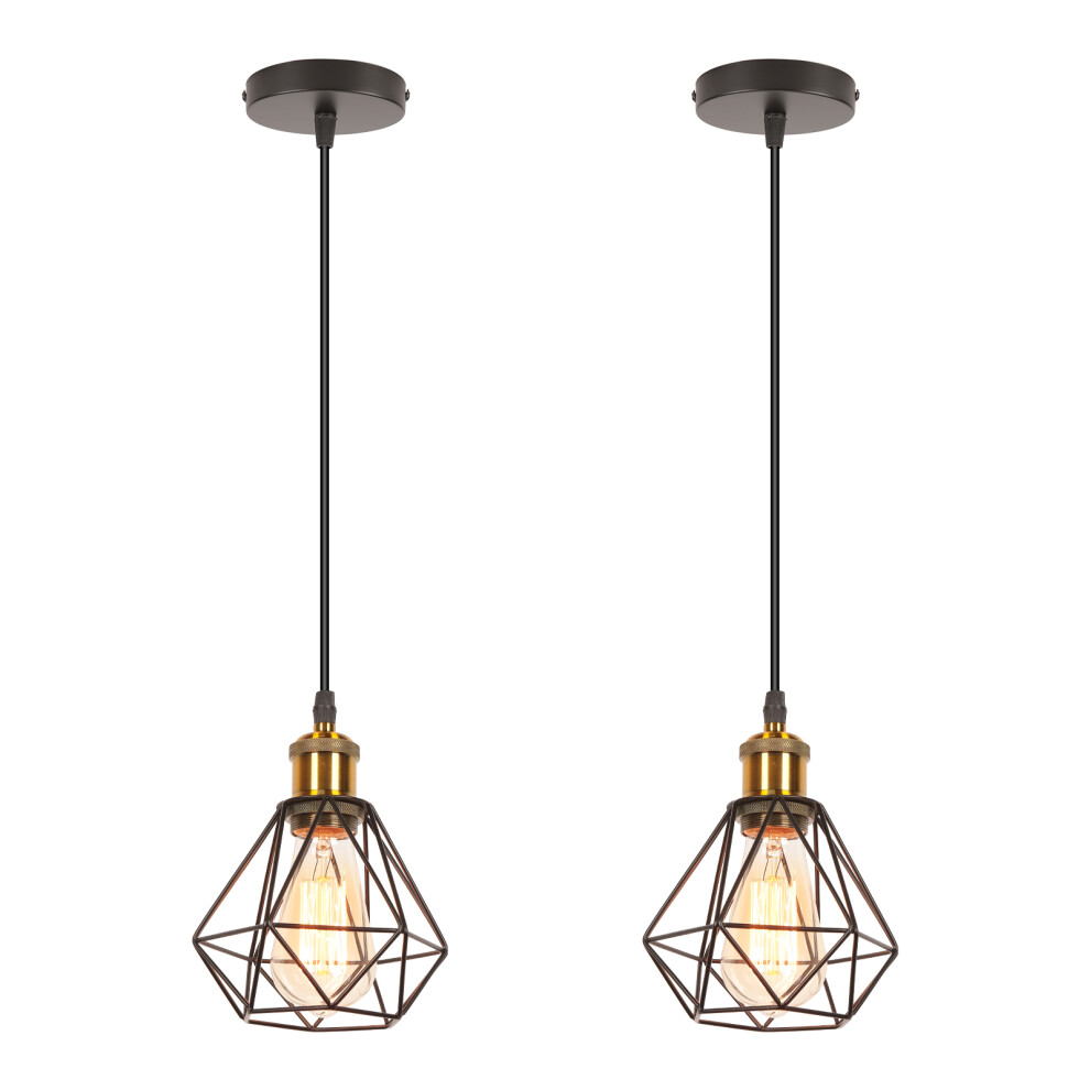 (2X) LáMpara De Techo Industrial Negro LáMparas De Colgar De Metal Vintage LáMpara De ArañA Retro Para Dormitorio Interior Bar Interior-image