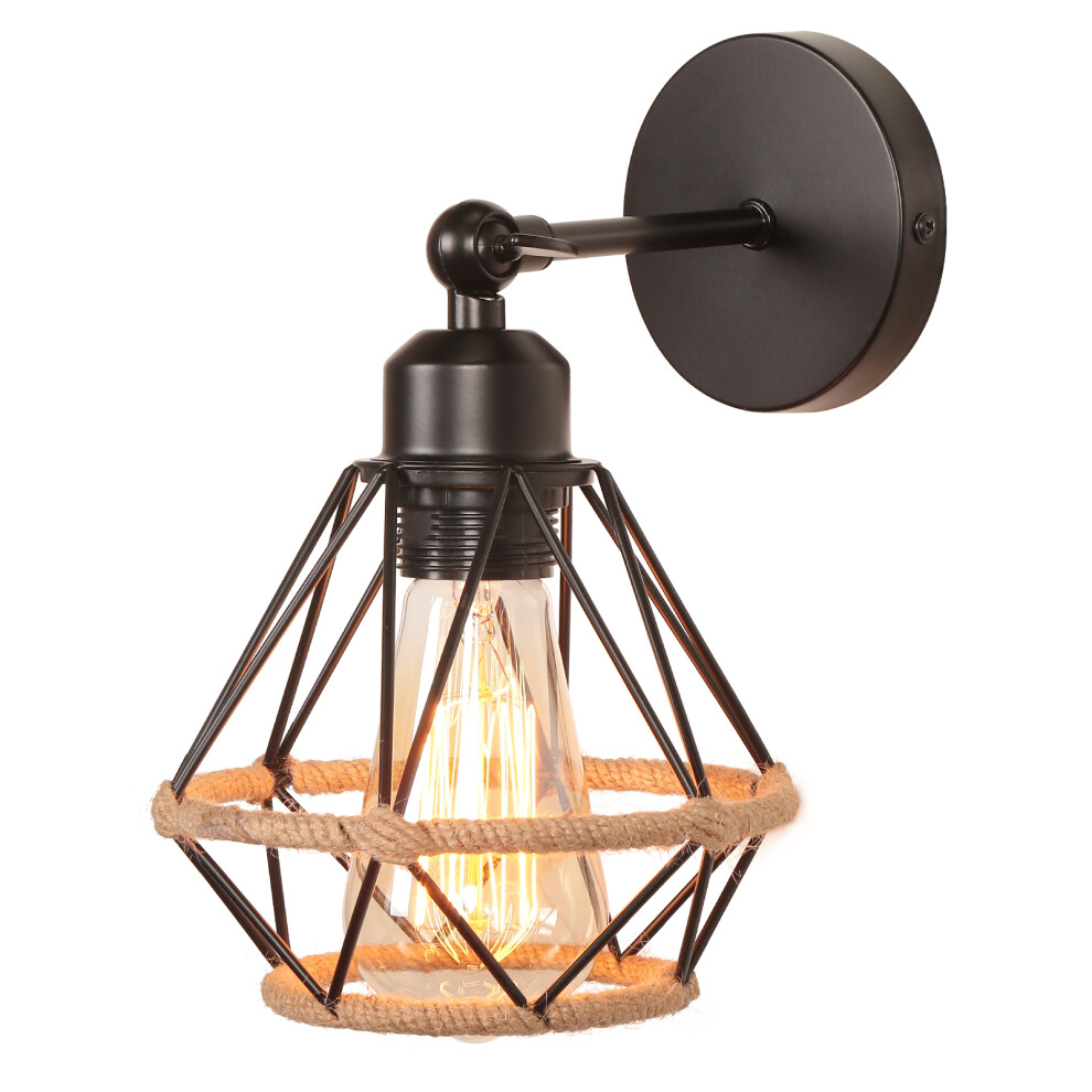 Applique Murale Rétro E27 Lampe Murale Vintage En Fer Rétro Cage Noir Lampe Murale Interieur Pour Salon Chambre Cuisine Couloir 1PCS
