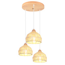 3 Lights Retro Pendant Light Hemp Rope Braided Pendant Light Modern Indoor Ceiling Lamp For Bedroom Entrance Hallway Bar White