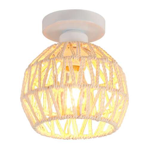 Retro Ceiling Lamp Light Hemp Rope Braided Ceiling Light Modern Indoor Ceiling Light White For Kitchen Hallway