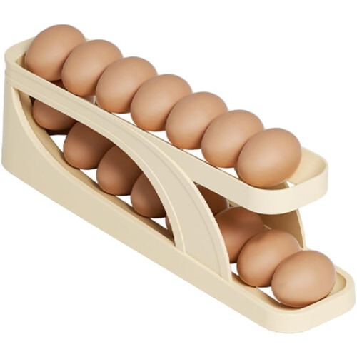 Rolling Egg Holder Storage, Egg Holder For Kitchen, 2 Tier Egg Storage Rack Egg Tray Fridge
