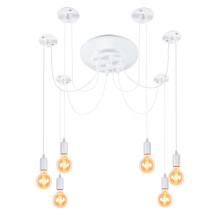 2M Klassische Pendelleuchte Diy Verstellbare Deckenleuchte E27 Retro Kronleuchter Weiß Für Esszimmer Schlafzimmer Hotel 6 Köpfe
