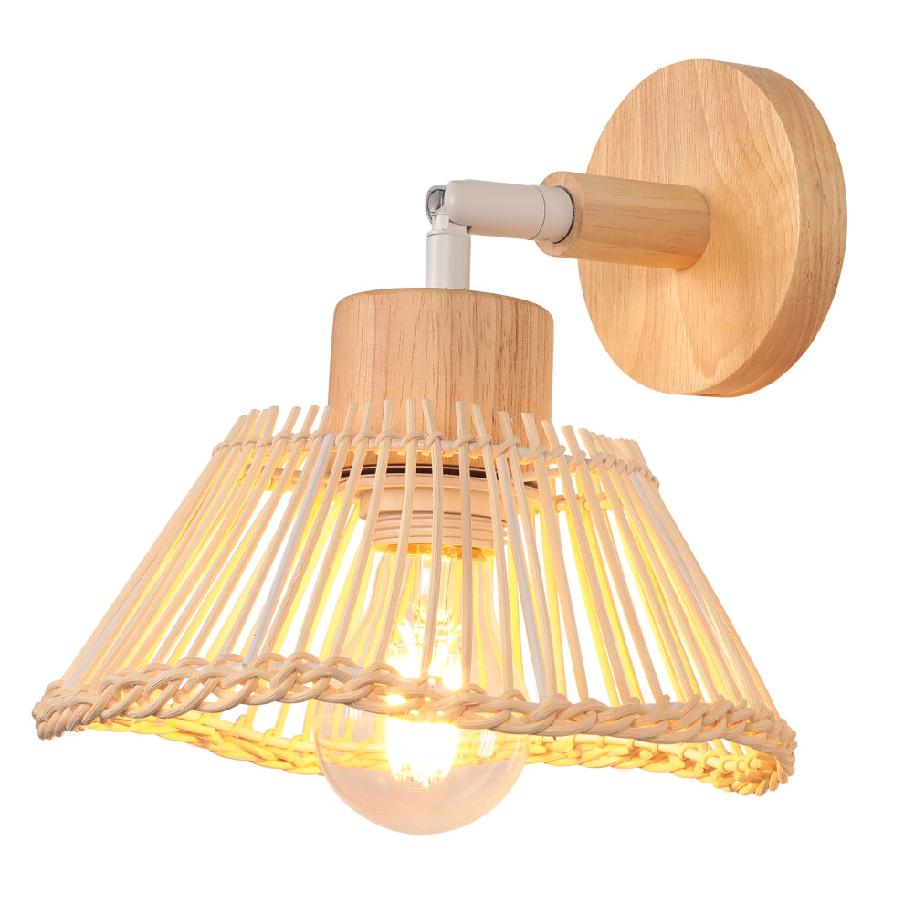 Applique Murale Intérieure Lampe Murale Bambou Rétro Luminaire Applique Vintage E27 pour Salon Chambre Bar