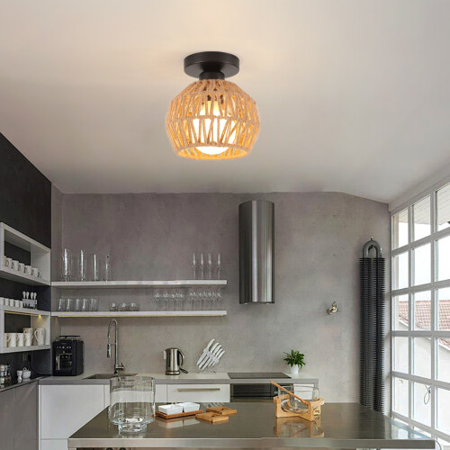 Retro Ceiling Lamp Light Hemp Rope Braided Ceiling Light Modern Indoor Ceiling Light For Kitchen Hallway 1