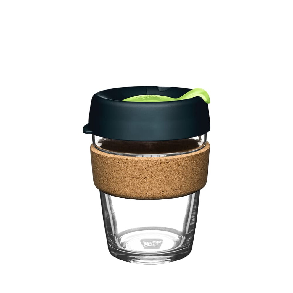 KeepCup Brew Cork - Reusable Coffee Cup Tempered Glass and Natural Cork  M 12oz/340ml - Deep
