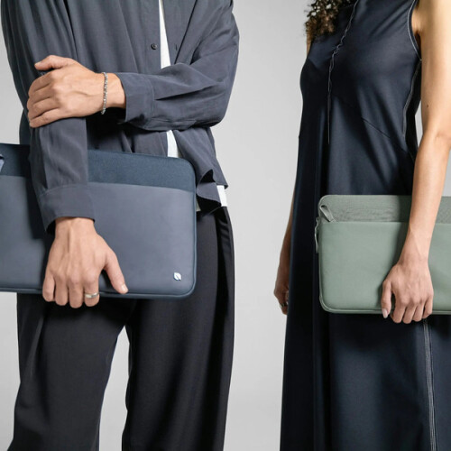 Capa - INCACE - MacBook Pro 14 polegadas - Poliéster 900D - Forro em pele sintética - Azul-marinho 2