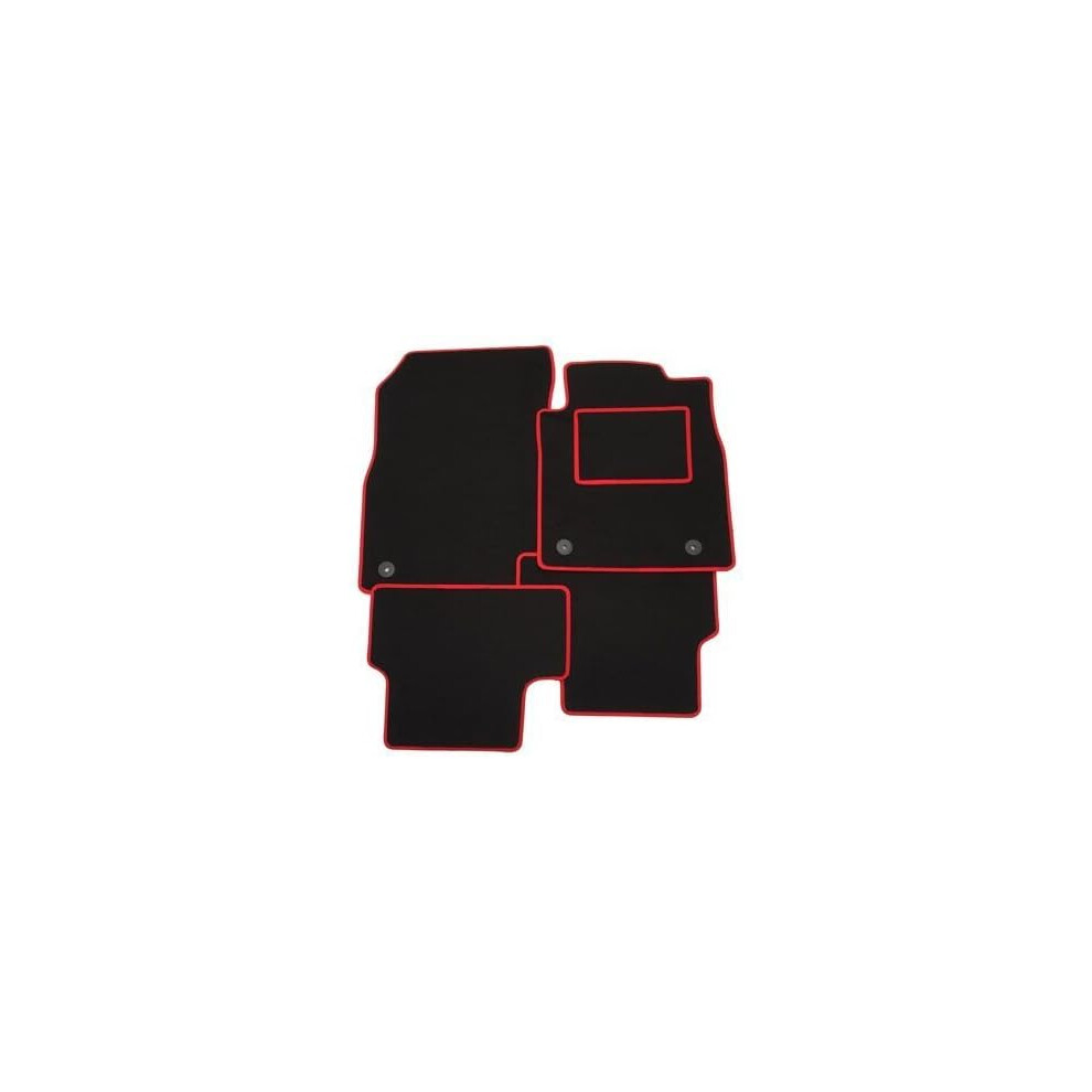 Tailo For Porsche Panamera (2009-2016) - Full Set Of Tailo Luxury Interior Floor Car Carpet Mats - Mat + Edging Black/Red 5059596718719
