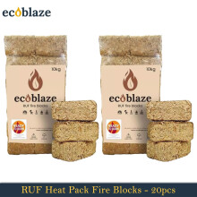 Ecoblaze RUF Heat Pk 24 Briquettes 2x10kg Bag for Wood Burner, Pizza Oven & BBQ
