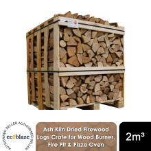 Ecoblaze Ash Kiln Dried 2m³ Crate Firewood Logs for Wood Burner & Pizza Oven