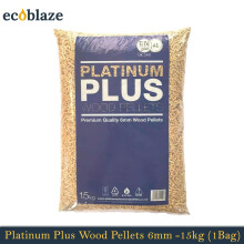 Platinum Plus Wood Pellets 15kg Bag 6mm for Ooni Pizza Oven, Fire Pit and BBQ