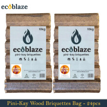 Ecoblaze Pini-Kay Wood 24 Briquettes 2x10 Kg Bag for Wood Burners & Pizza Oven