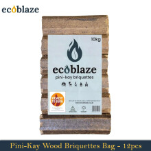 Ecoblaze Pini-Kay Wood 12 Briquettes 10Kg Bag for Wood Burners, Pizza Oven & BBQ
