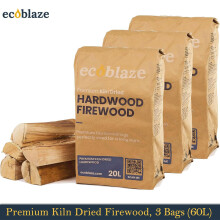 Ecoblaze Kiln-Dried Firewood 3x20L, Eco Fuel Ready to Burn Logs for Wood Burner
