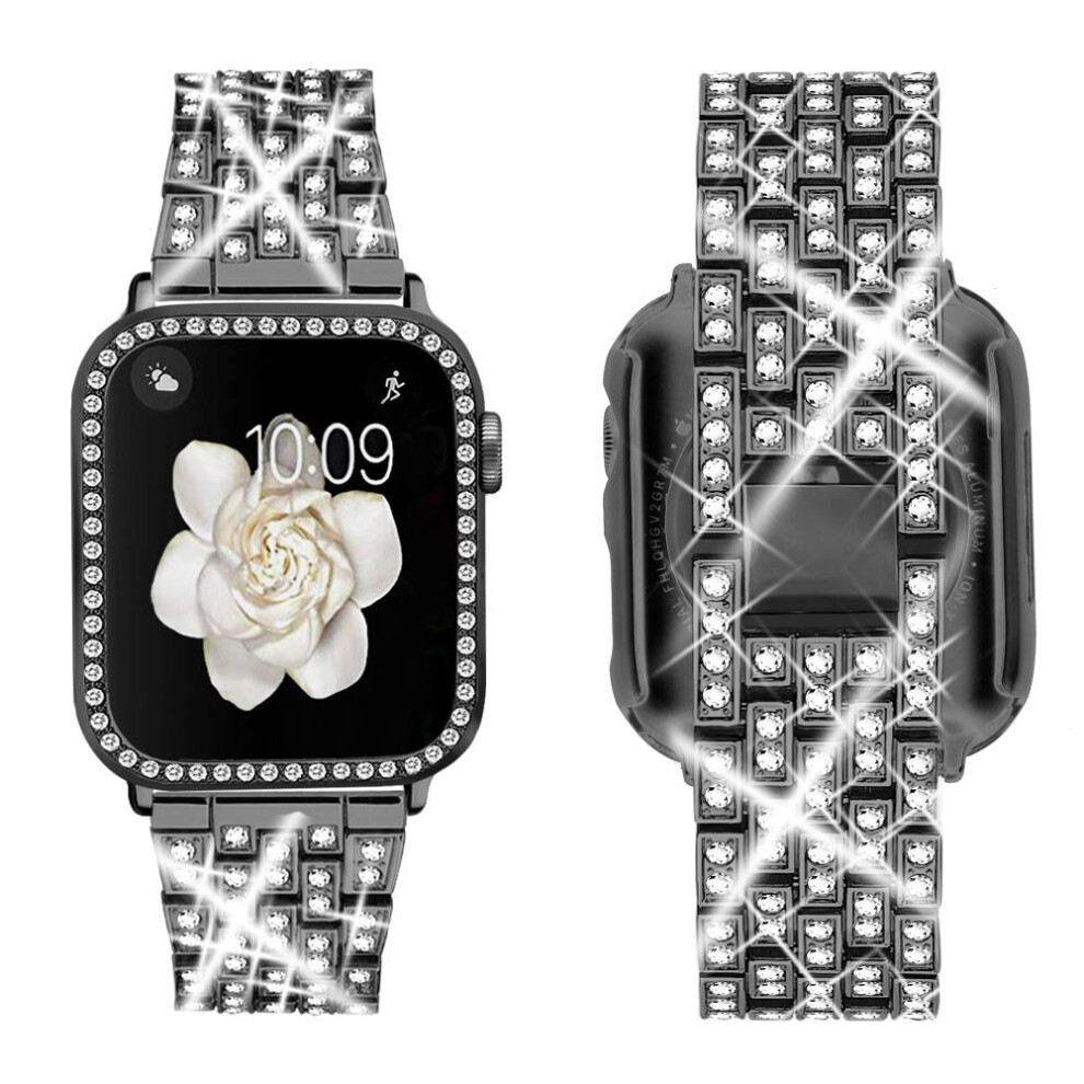 Supoix Compatible With Apple Watch Band 45Mm + Case Women Jewelry Bling Diamond Replacement Metal Strap & Soft Tpu Bumper Protective Case For Iwatch Not,Specified 788418648112