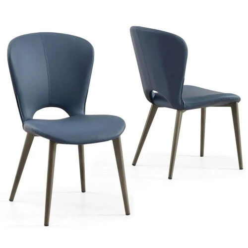 (Blue, 12 x Chairs) Alto Leather Dining Chair 2