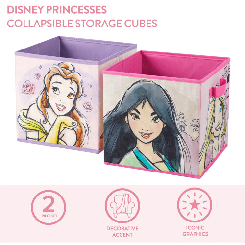 IDEA NUOVA Disney Princess Closable Storage Cubs Set de 2 10 """" x10 """" 1