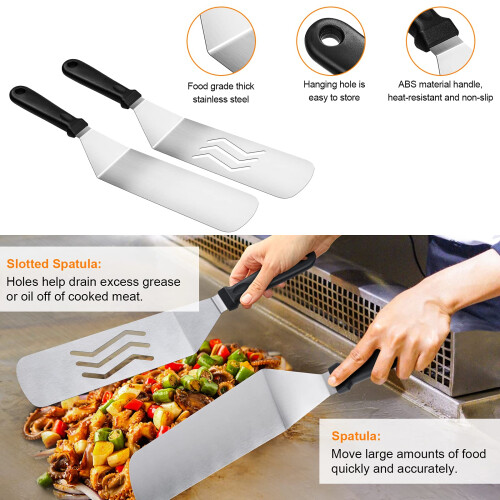 Blackstone Griddle Accessoireset,16-delig Set voor Blackstone en Camp Chef met Spatel, Slijper, Schoonmaakset & Draagtas 2