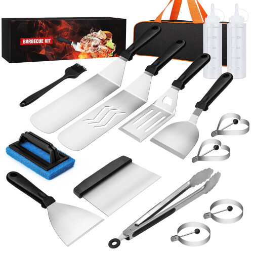 Blackstone Griddle Accessoireset,16-delig Set voor Blackstone en Camp Chef met Spatel, Slijper, Schoonmaakset & Draagtas