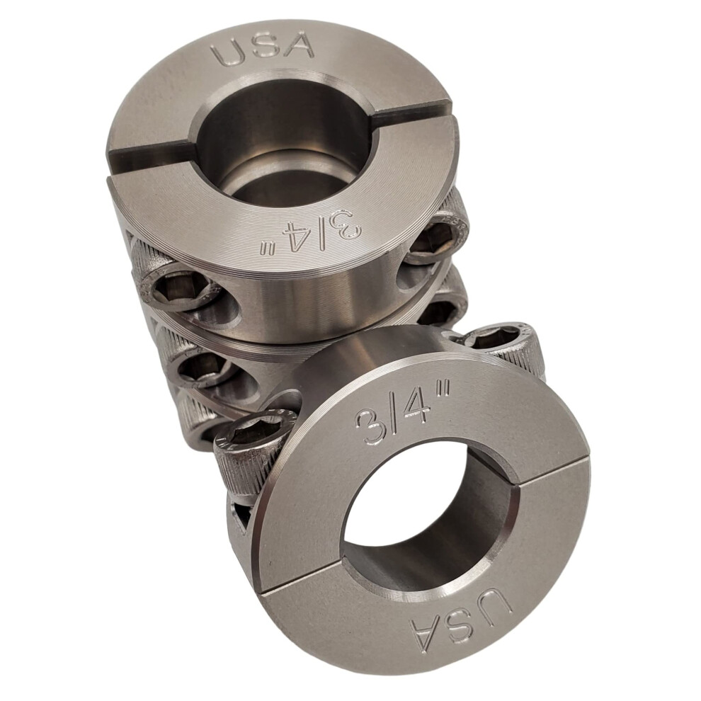 Coastal Shaft Collars - 0.75"" Bore Diameter - Clamping Two Piece Shaft Collar - 303 Stainless Steel (4 Pack)-image-OPC-PFFQXZB-NEW